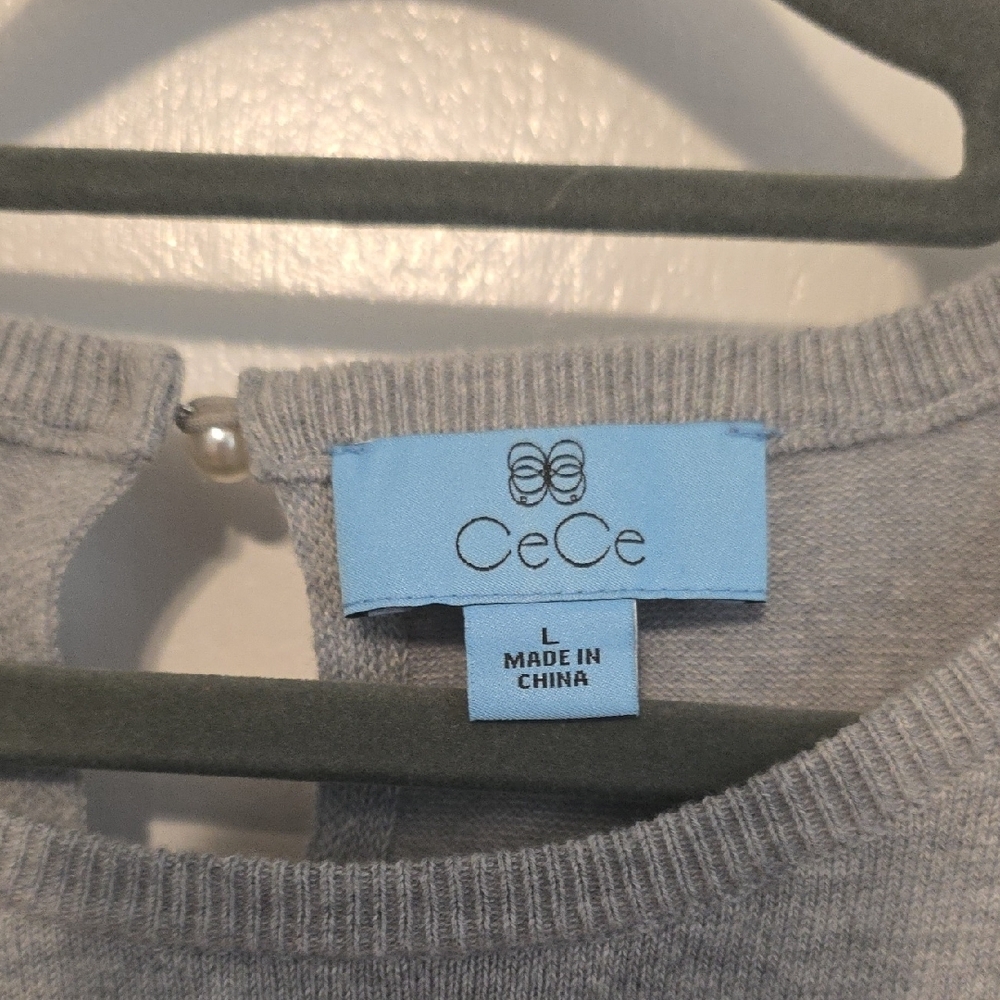 CeCe Heather Gray Short Sleeve swrater - Picture 2 of 7